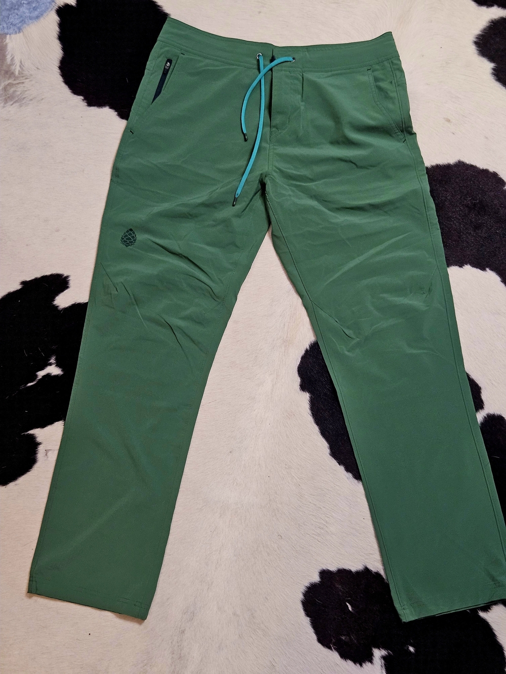 Stio Brand Green Men's Performance Joggers with Teal Drawstring Sz 33